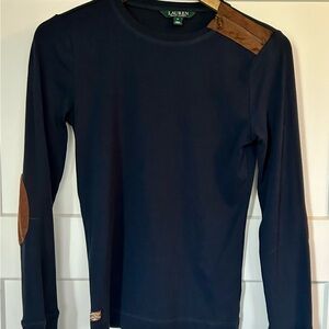 Ralph Lauren Navy Top with Brown Accents